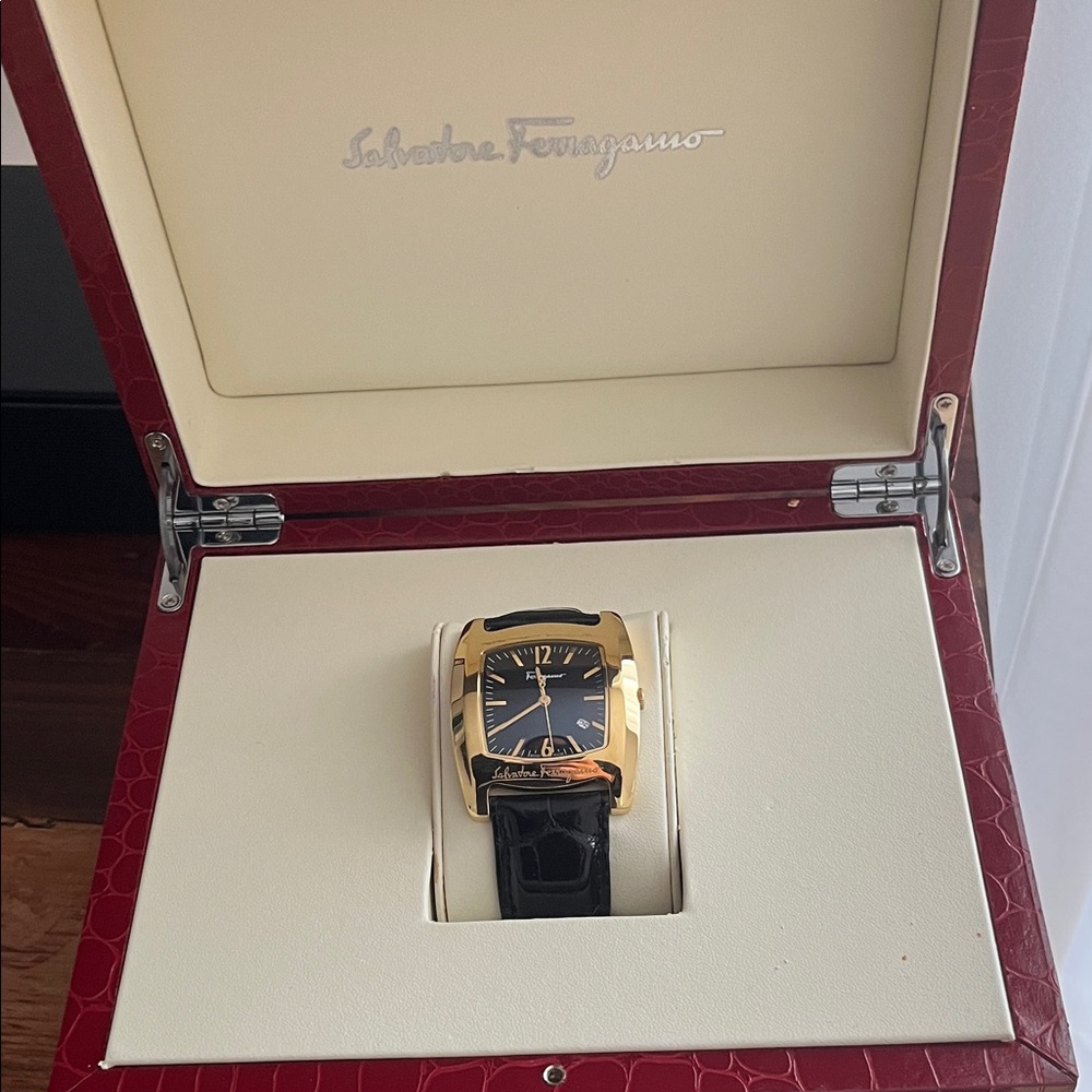 Salvatore Ferragamo Gold and Black Timepiece